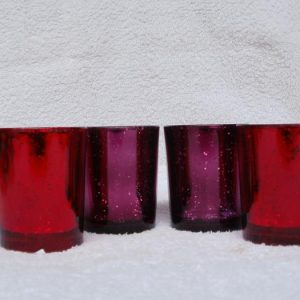 2 Teelichtbecher Dots aus Glas