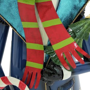 EUROPALMS Schneemann mit Mantel, Metall, 150cm, blau