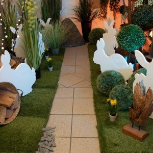 EUROPALMS Silhouette Osterhase, weiß, 60cm