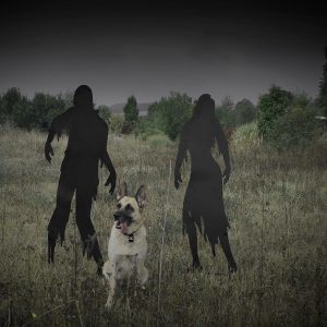EUROPALMS Silhouette Metall Zombie Frau, 135cm