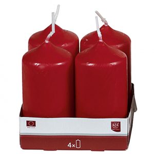 Stumpenkerze 8cm Ø4cm bordeaux 4 Pack