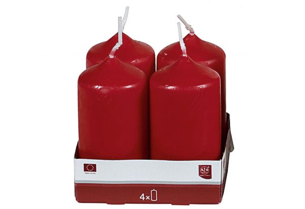 Stumpenkerze 8cm Ø4cm bordeaux 4 Pack