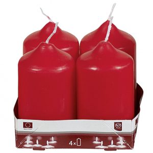 Stumpenkerze 9xØ5cm rot 4 Pack