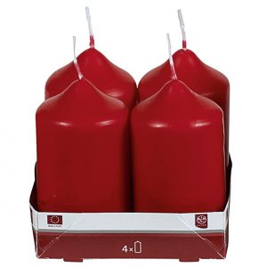 Stumpenkerze 9xØ5cm bordeaux 4 Pack