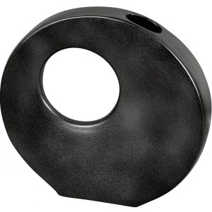 Vase mit Loch Keramik 38x36cm schwarz