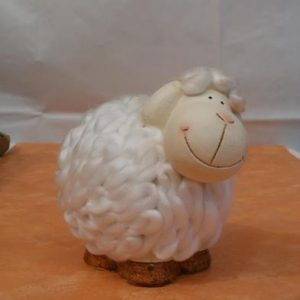 Dekofigur Schaf aus Keramik, 16 cm