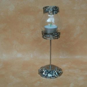 Teelichtglas Antik aus Metall und Glas