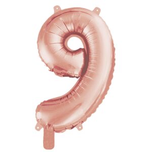 Folienballons Ziffer '9' mit Röhrchen zum Aufpusten