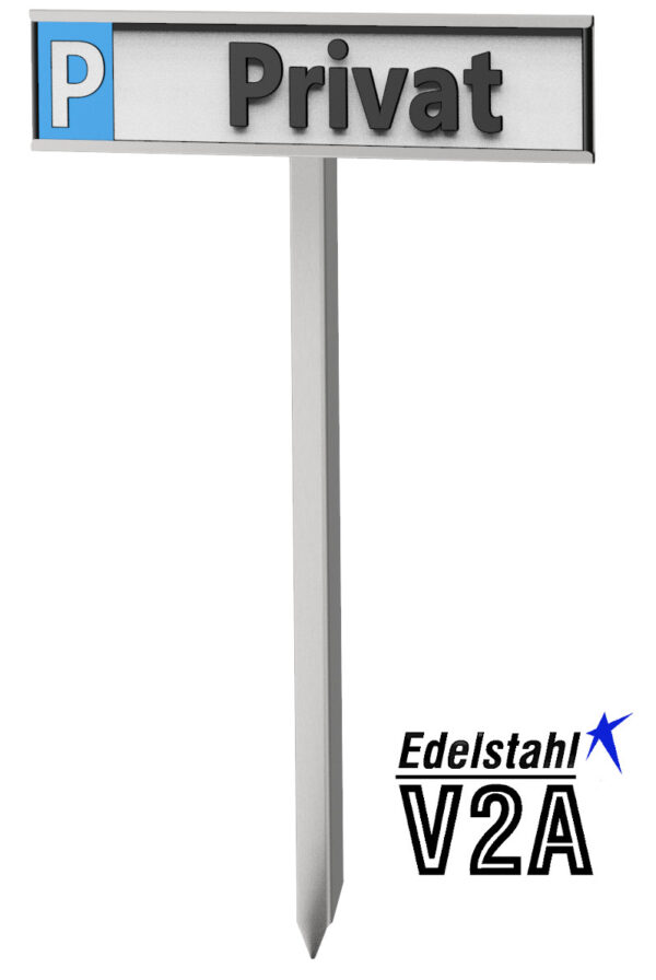 reinkedesign Parkplatz Schilder- Halterung aus Edelstahl für KFZ- Schilder BZW. Kennzeichen mit Pfosten zum einschlagen oder betonieren. Schildmontage werkzeuglos durch einschieben! (mit Pfosten) – Bild 4