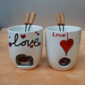 Fondue Becher LOVE aus Keramik
